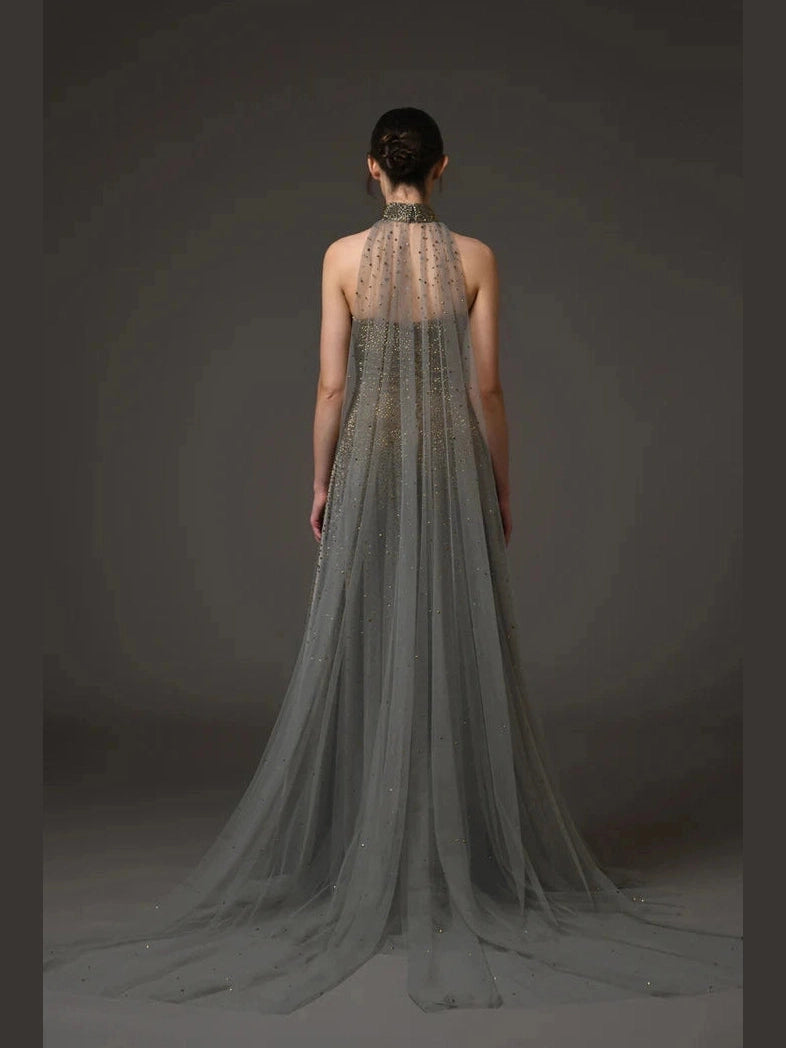 Embroidered Corset Crepe Dress