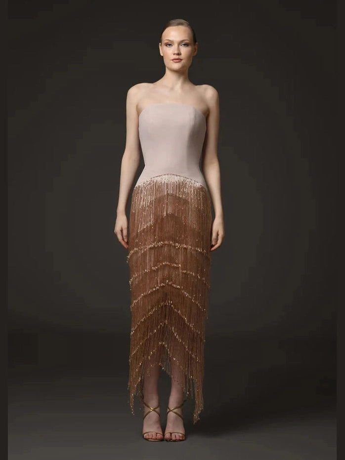 Nude Corset Crepe Dress