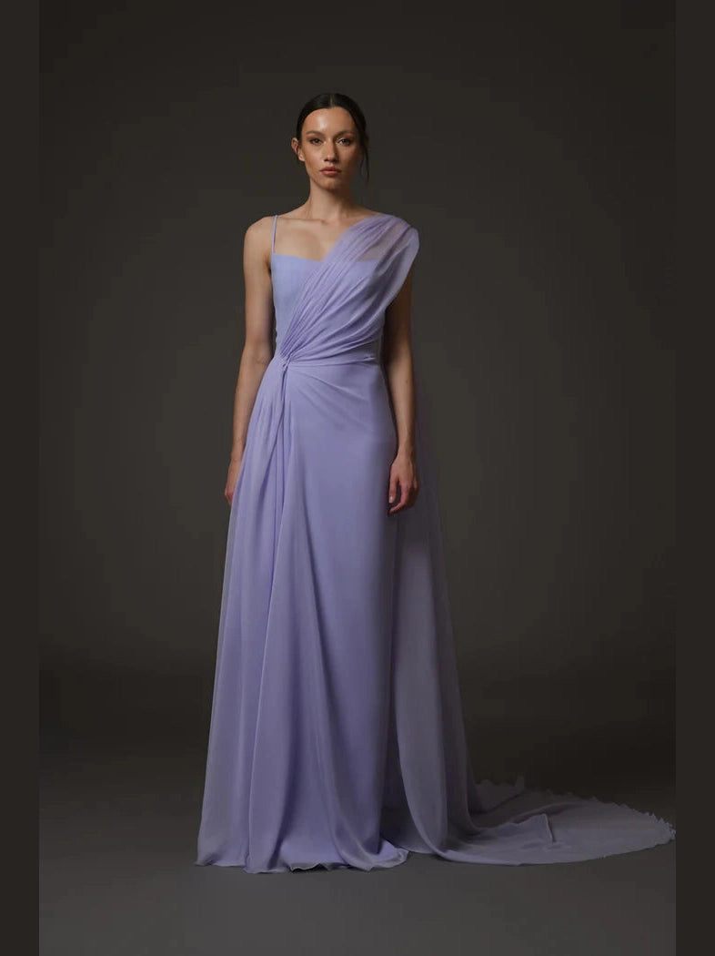 Lilac Chiffon Enbroidered Dress