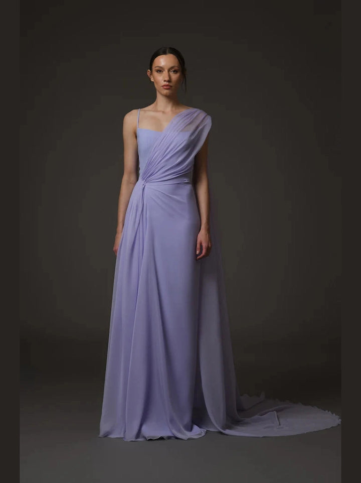 Lilac Chiffon Enbroidered Dress