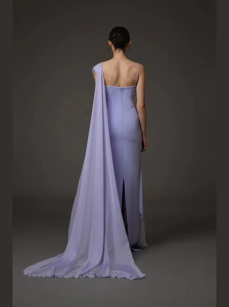 Lilac Chiffon Enbroidered Dress