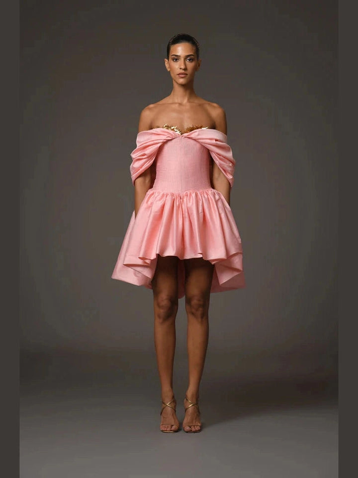 Peach Mini Crepe Dress