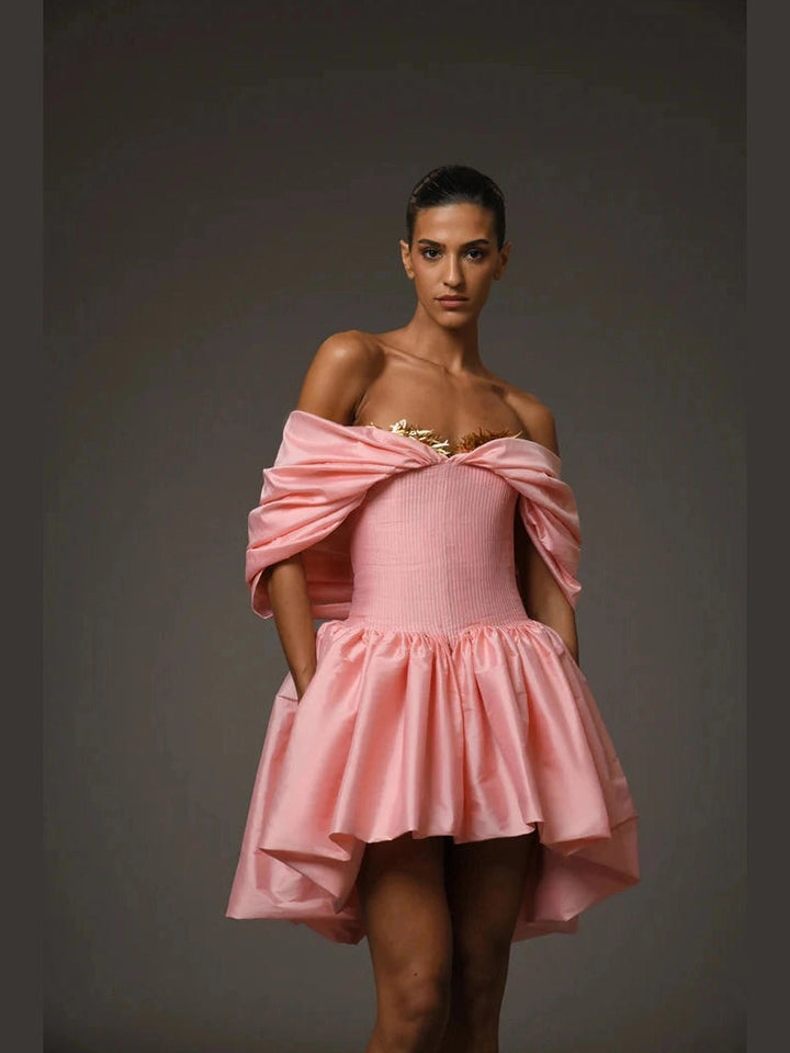 Peach Mini Crepe Dress