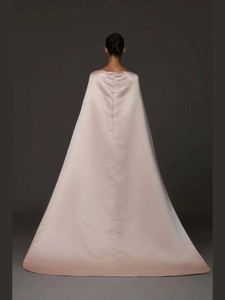 Nude Corseted Crêpe Dress