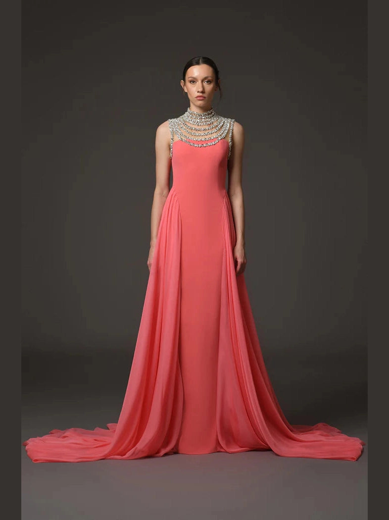 Coreal Crepe Dress with Overskirt