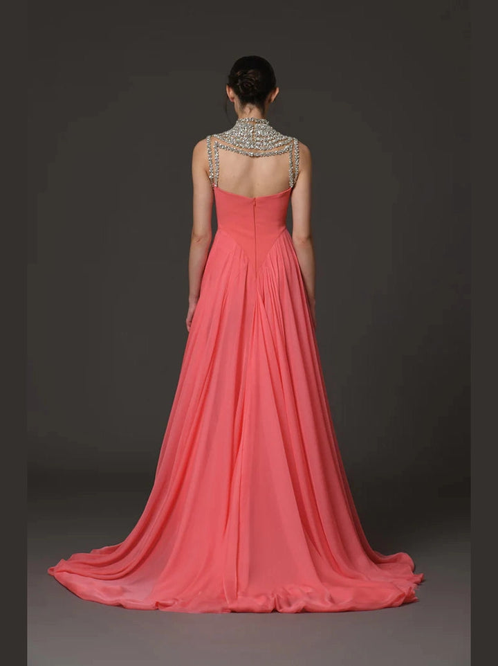 Coreal Crepe Dress with Overskirt