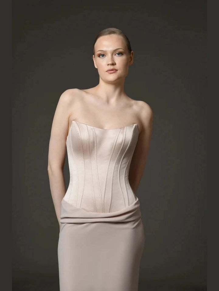 Nude Corset Drapped Dress