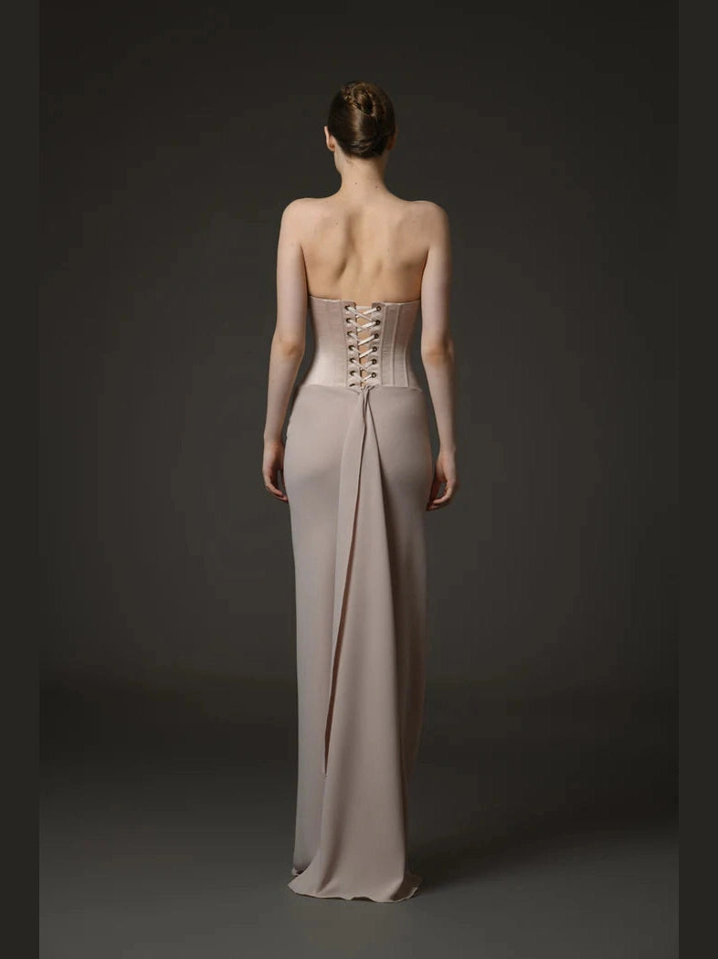 Nude Corset Drapped Dress