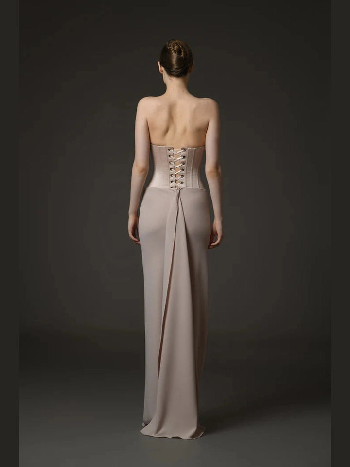 Nude Corset Drapped Dress