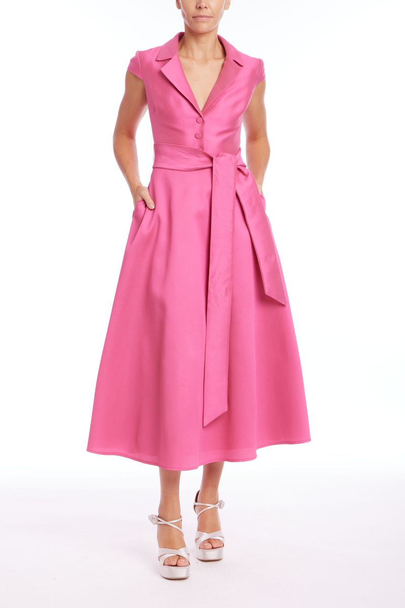 Cap Sleeve Fit and Flare Midi Dress