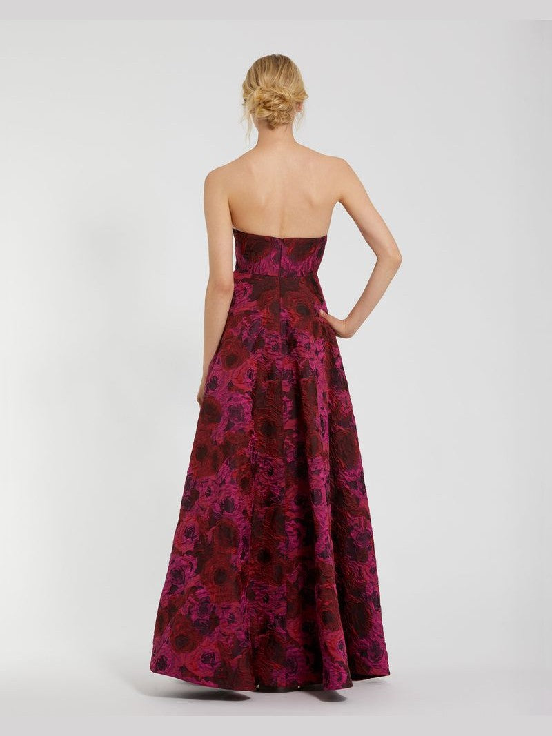 Brocade High Low A Line Gown