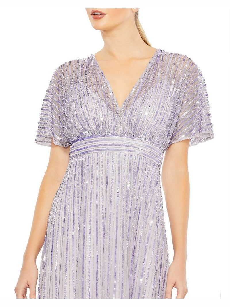 Sequined Butterfly Sleeve Flowy Gown