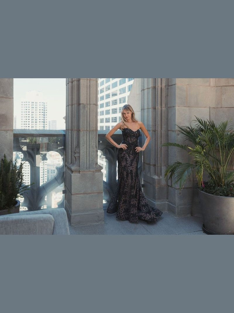 Embellished Strapless Sweetheart Trumpet Gown