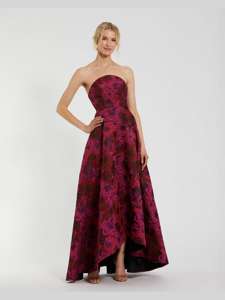 Brocade High Low A Line Gown