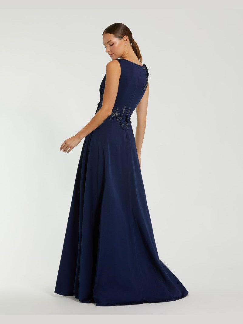 Floral Applique Sleeveless A Line Gown