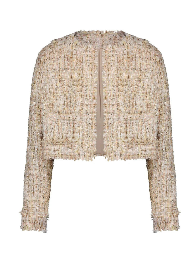 Long Sleeve Cropped Boucle Jacket