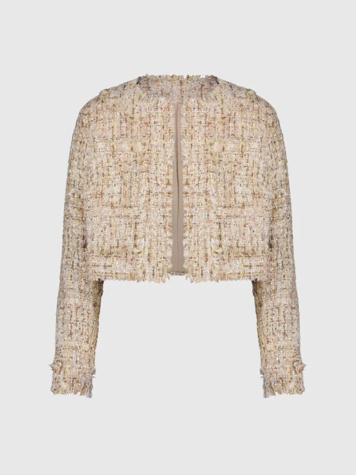 Long Sleeve Cropped Boucle Jacket
