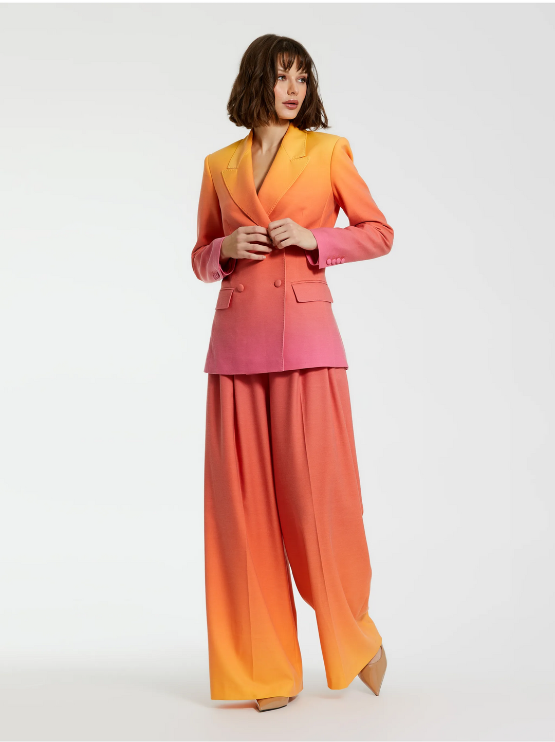 Double Breasted Crepe Ombre Blazer