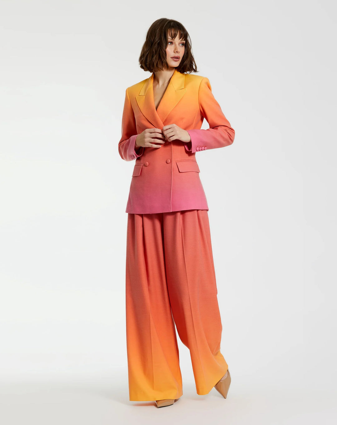 Ombre Crepe Wide Leg Trousers