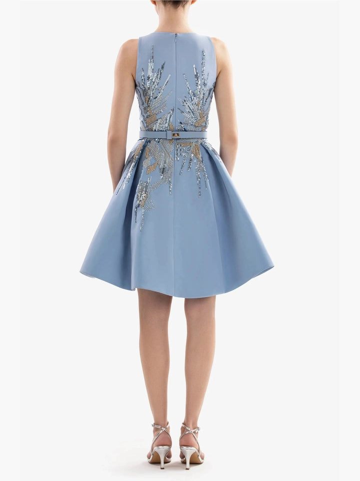 Short Embroidered Pleated Dress