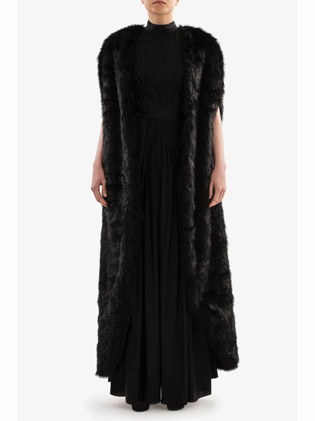BLACK LONG FUR COAT