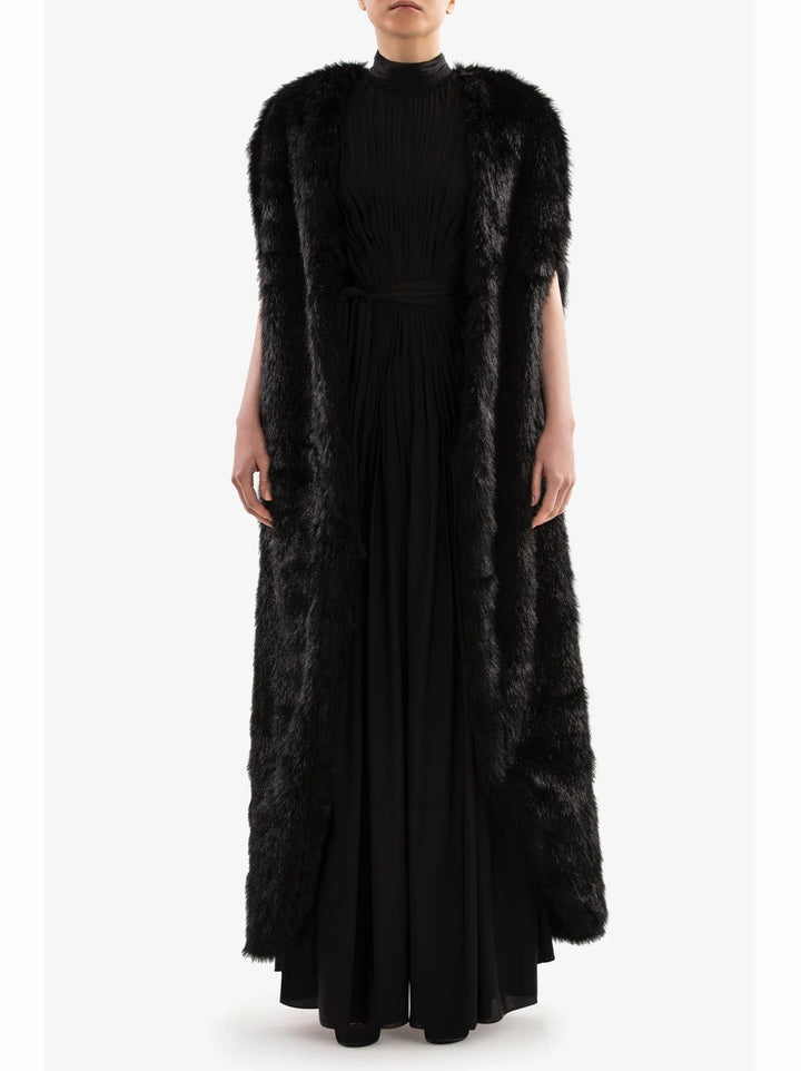 BLACK LONG FUR COAT