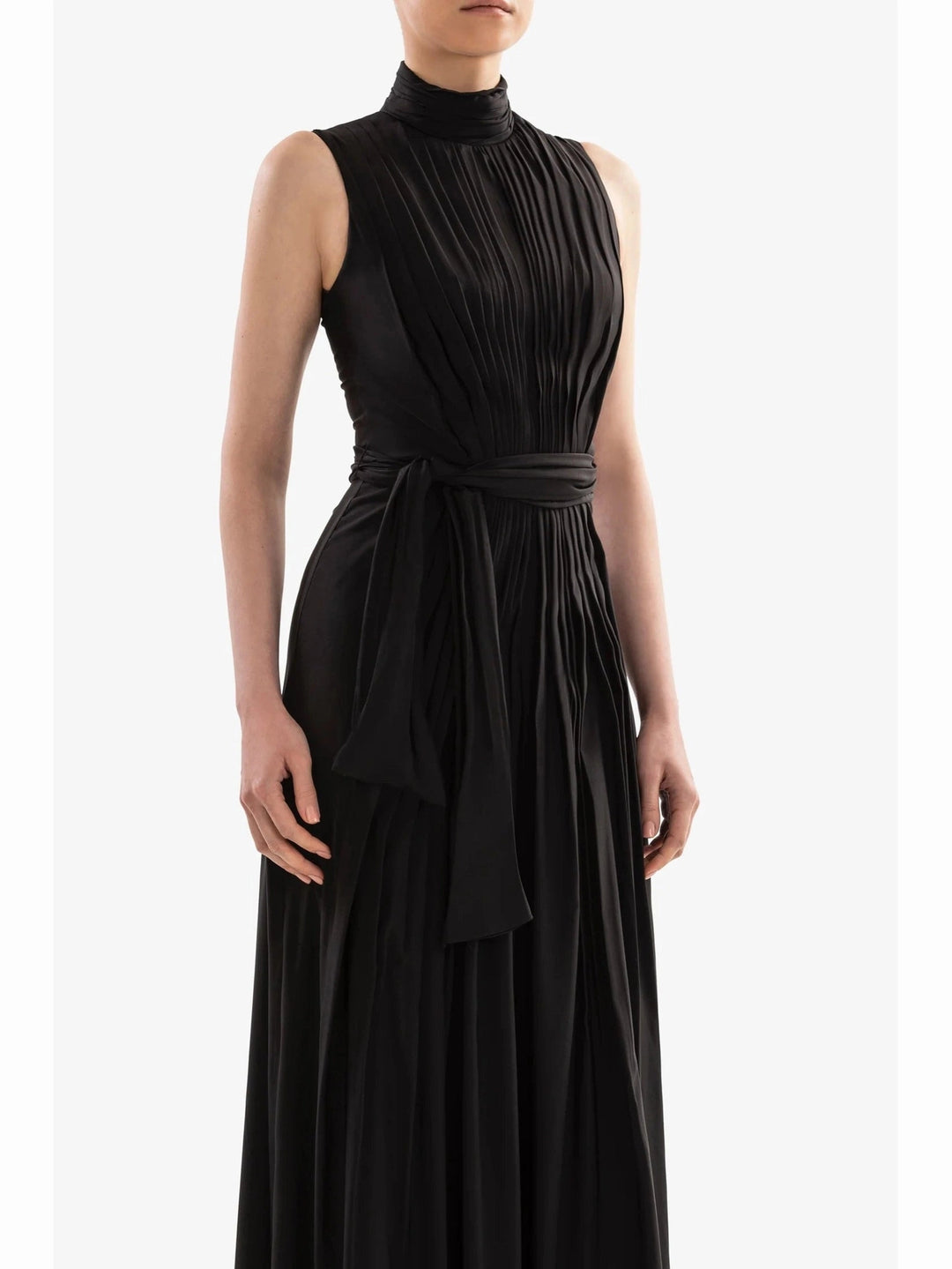 JET BLACK SATIN CHARMEUSE