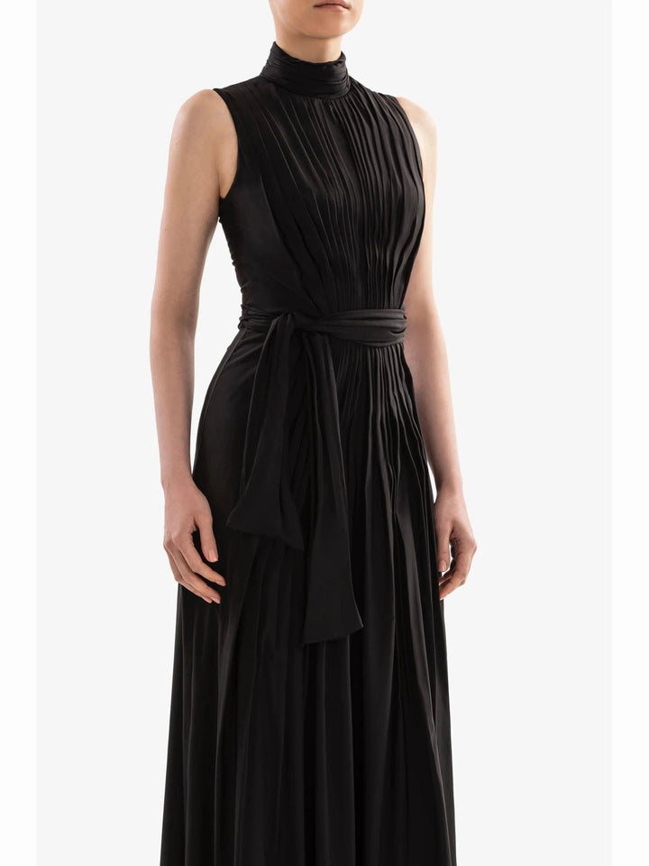 JET BLACK SATIN CHARMEUSE