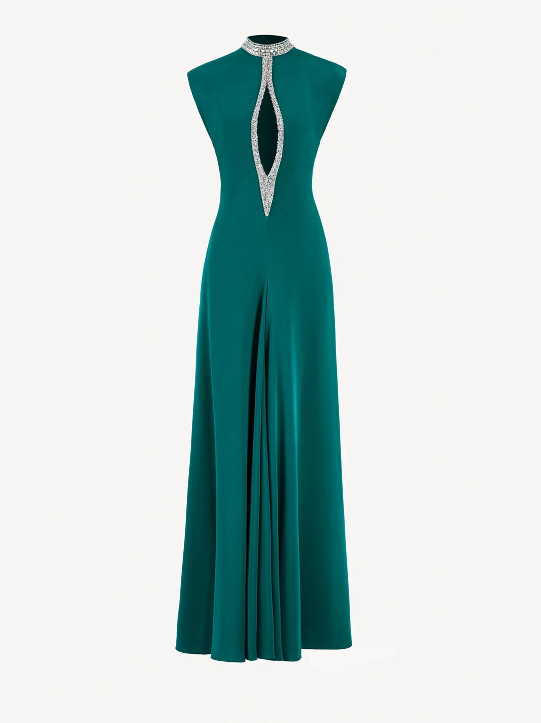 GREEN CREPE LONG DRESS