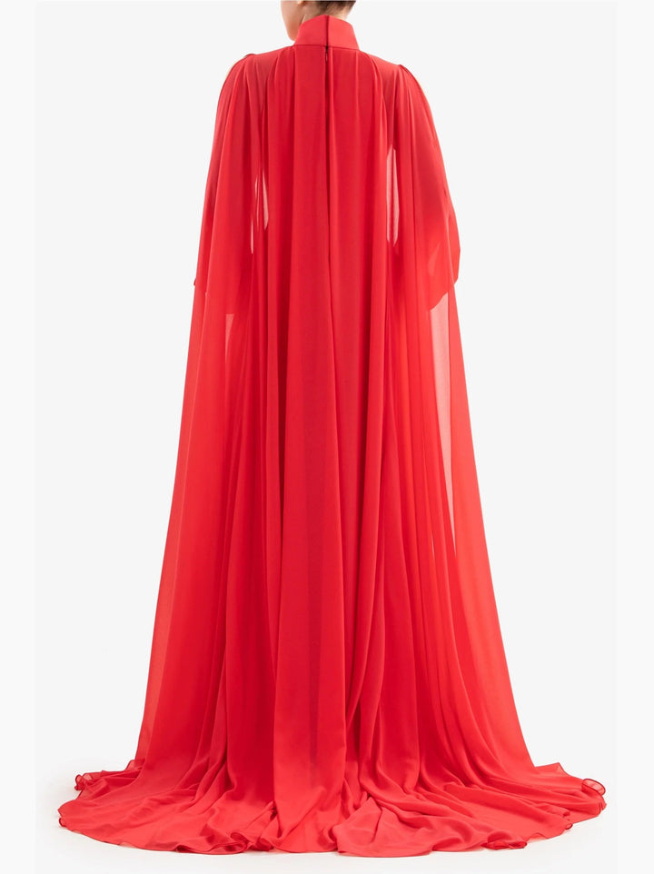 CORAL CREPE GEORGETTE DRESS