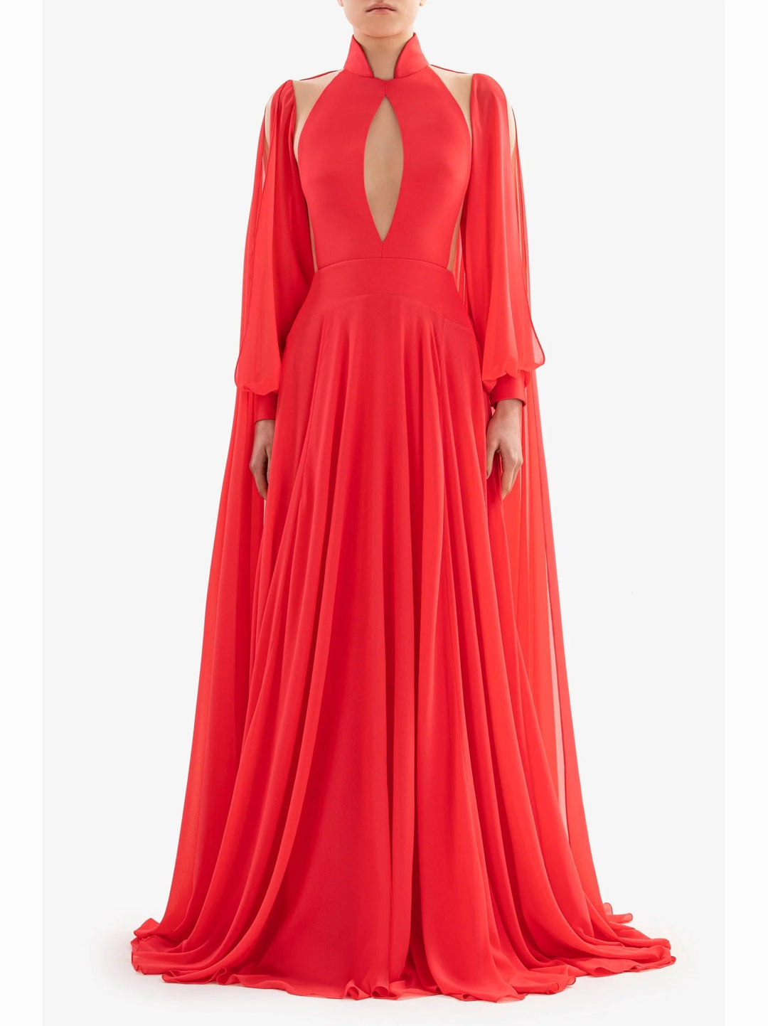 CORAL CREPE GEORGETTE DRESS