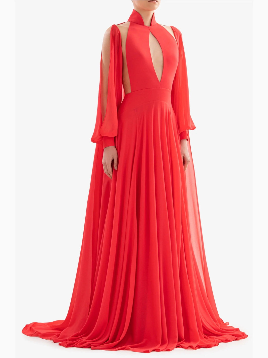 CORAL CREPE GEORGETTE DRESS