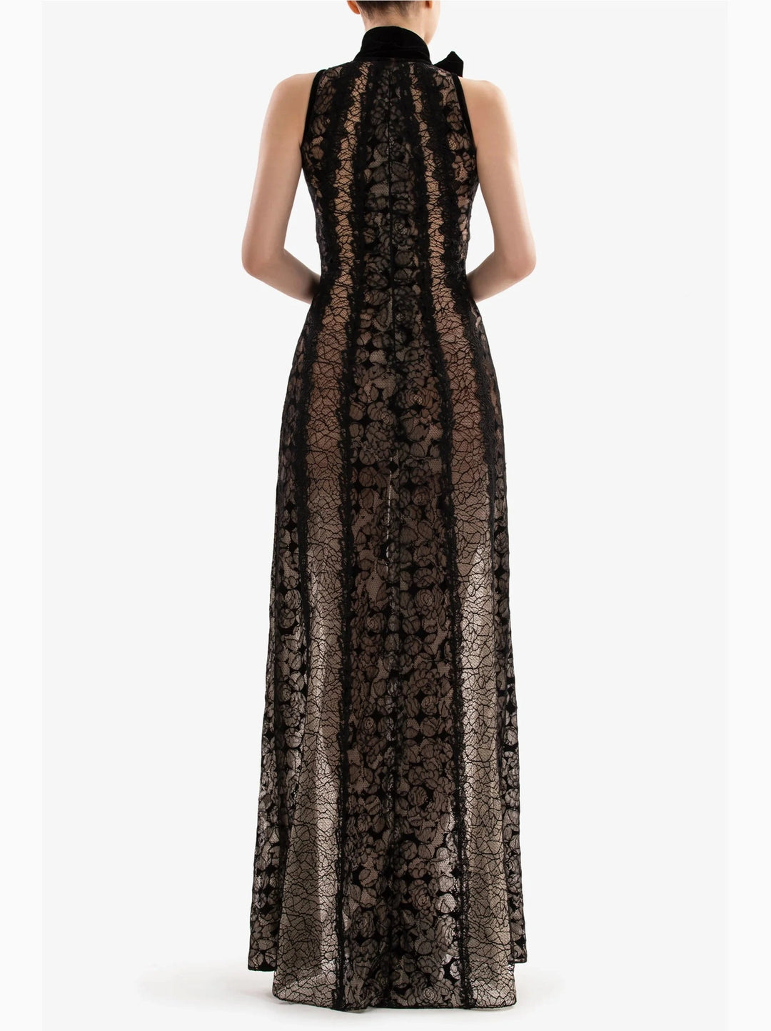 JET BLACK LACE LONG DRESS