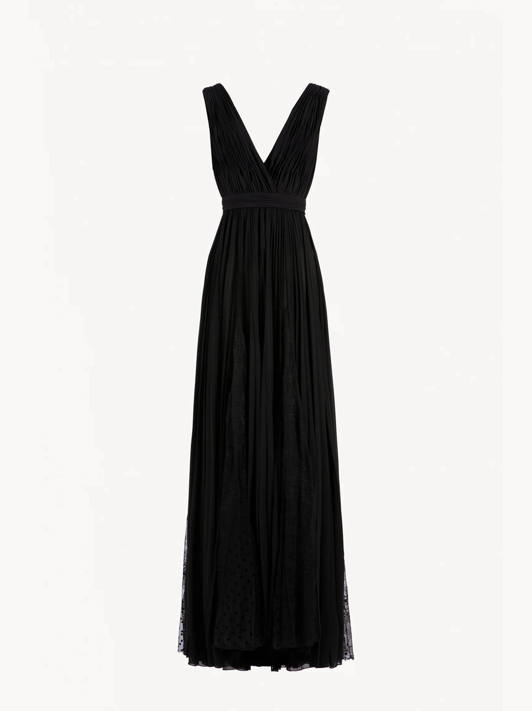 JET BLACK PLEATED CREPE GEORGETTE DRESS