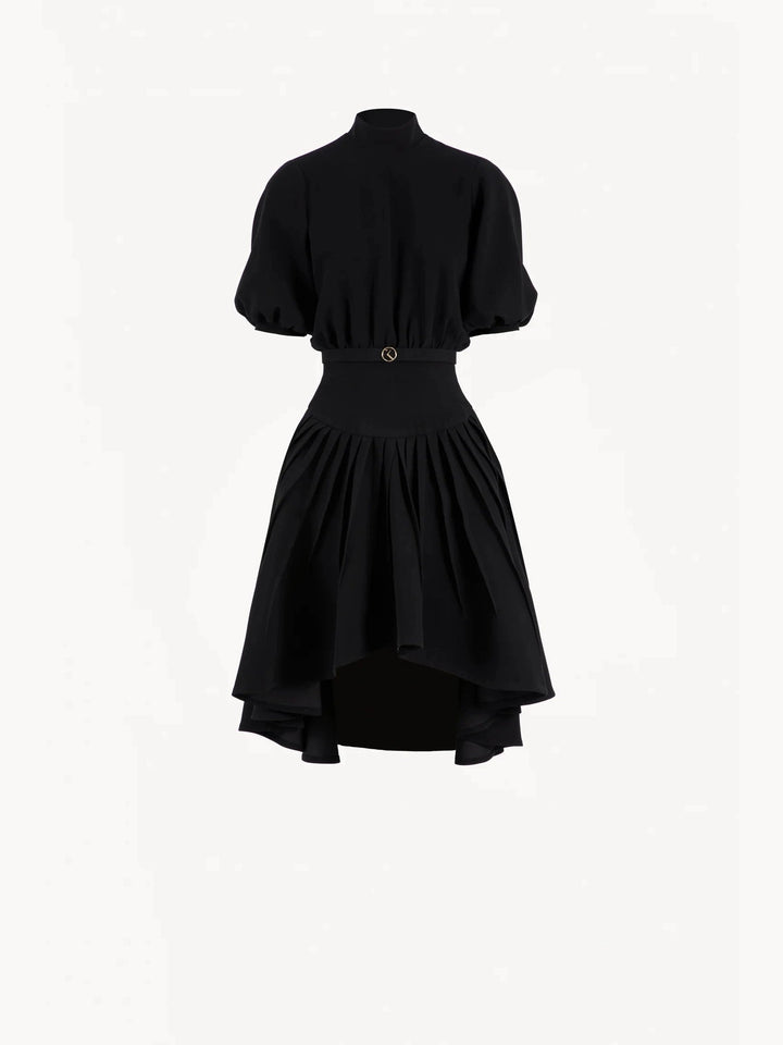 JET BLACK CREPE SHORT DRESS