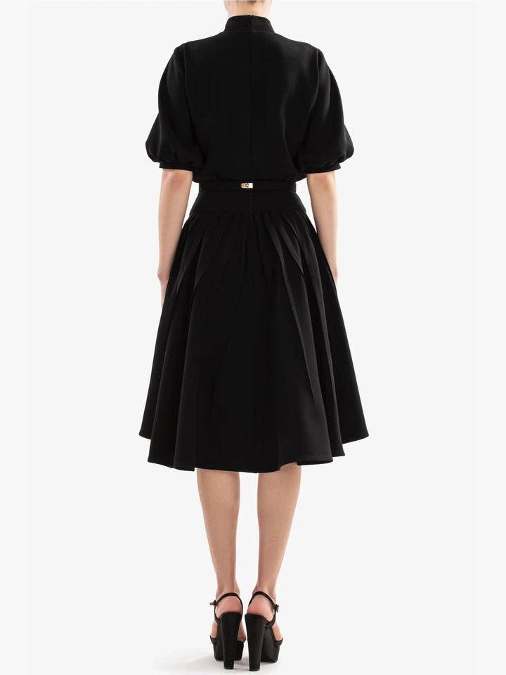 JET BLACK CREPE SHORT DRESS