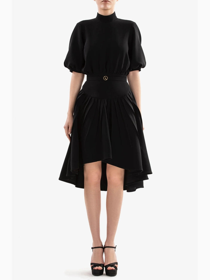 JET BLACK CREPE SHORT DRESS