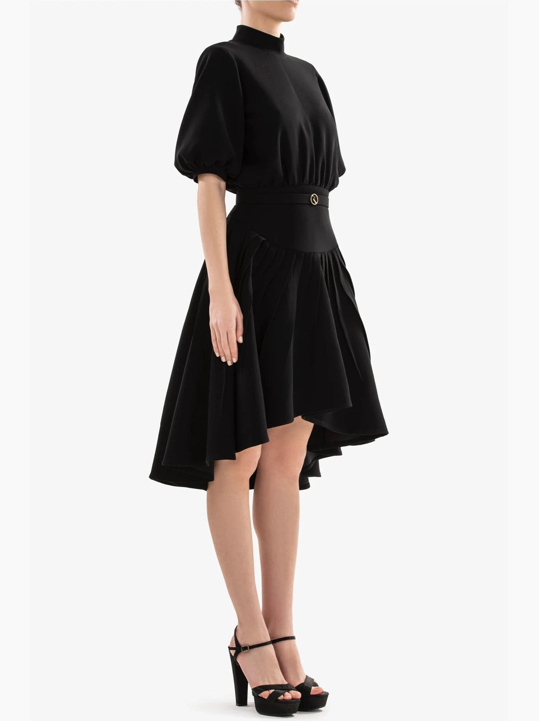JET BLACK CREPE SHORT DRESS