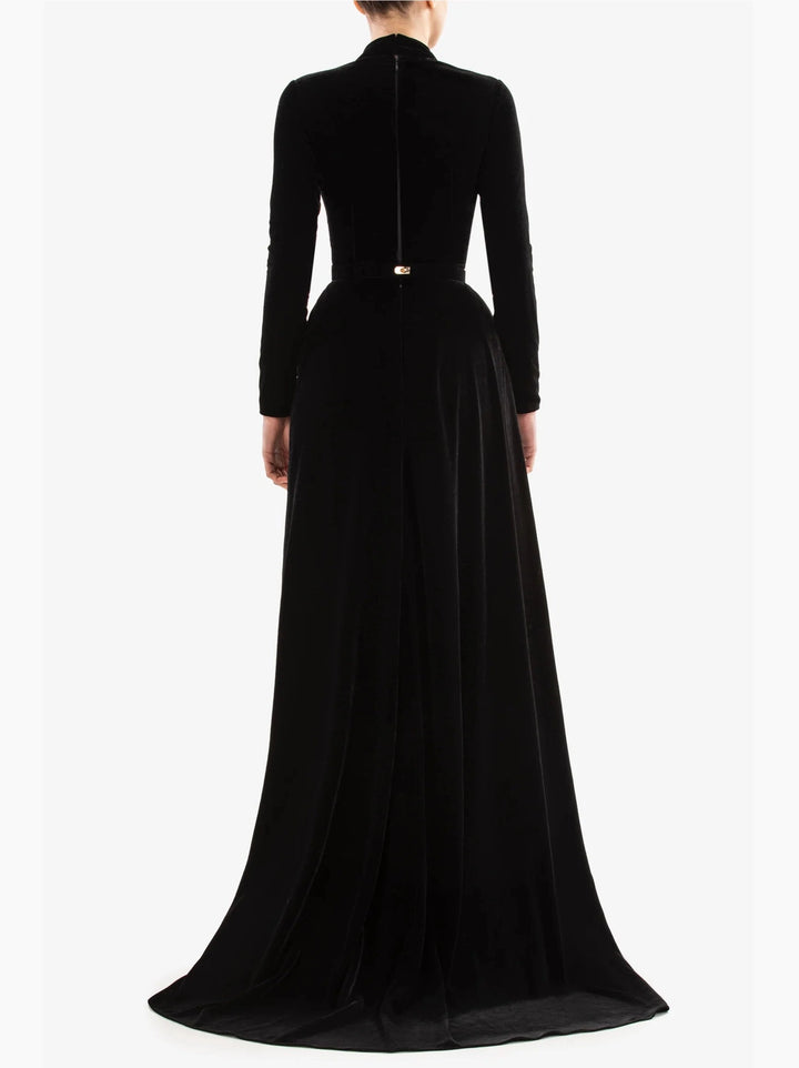 BLACK VELVET LONG DRESS