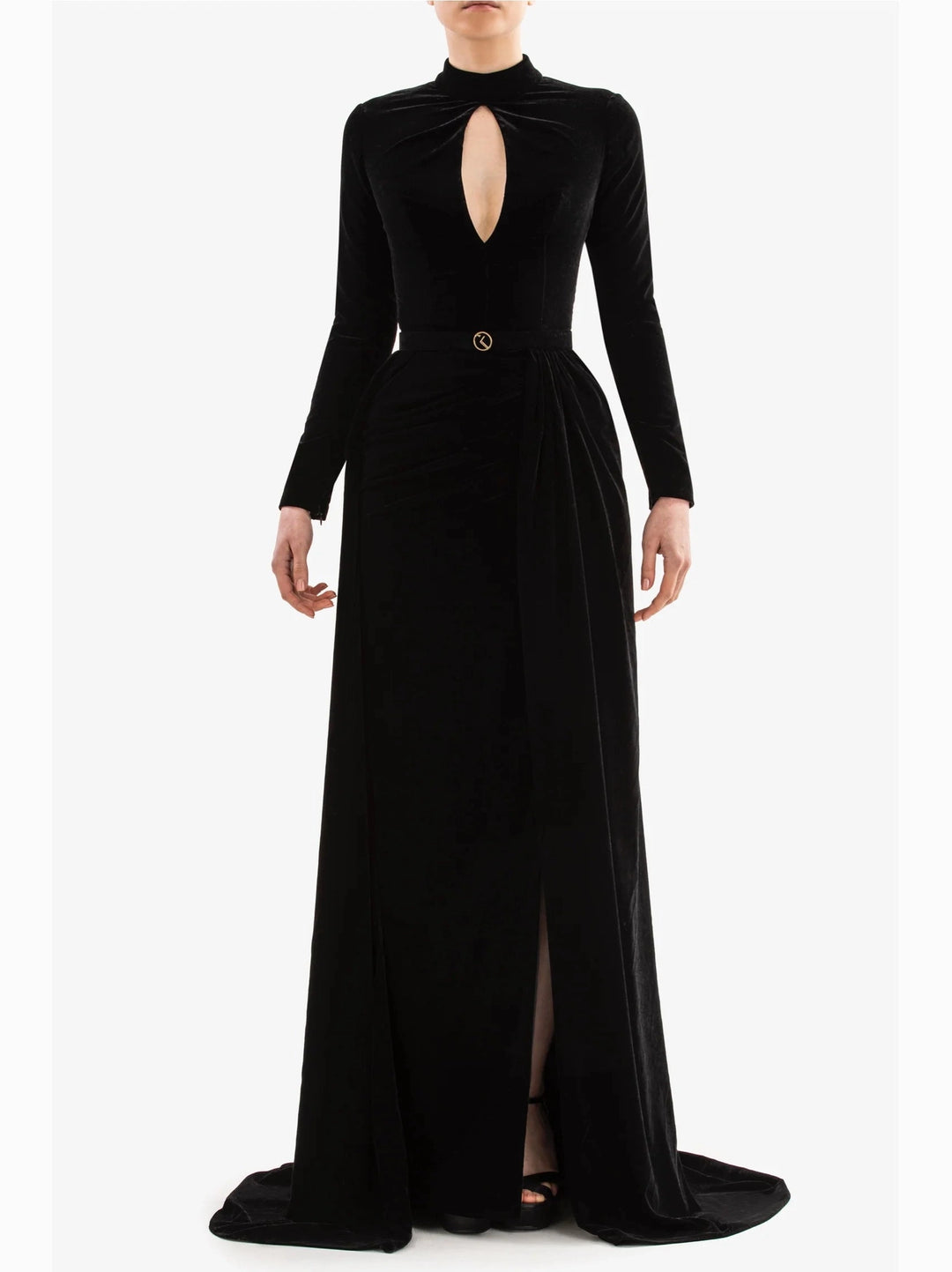 BLACK VELVET LONG DRESS