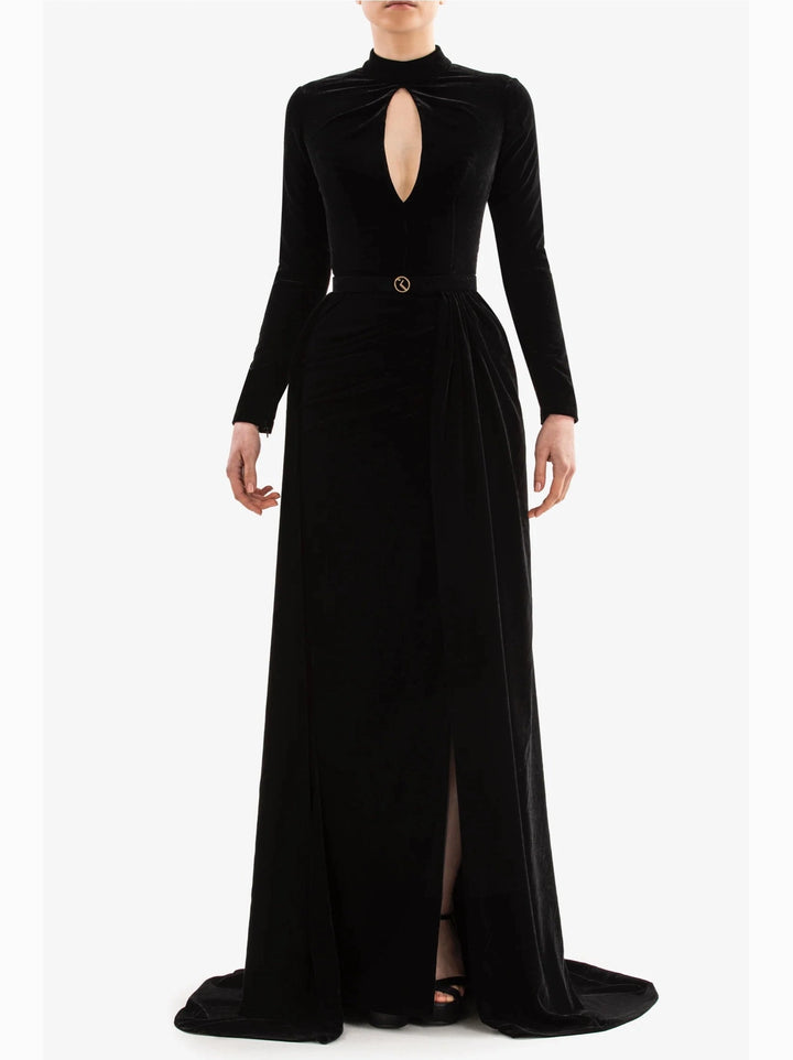 BLACK VELVET LONG DRESS