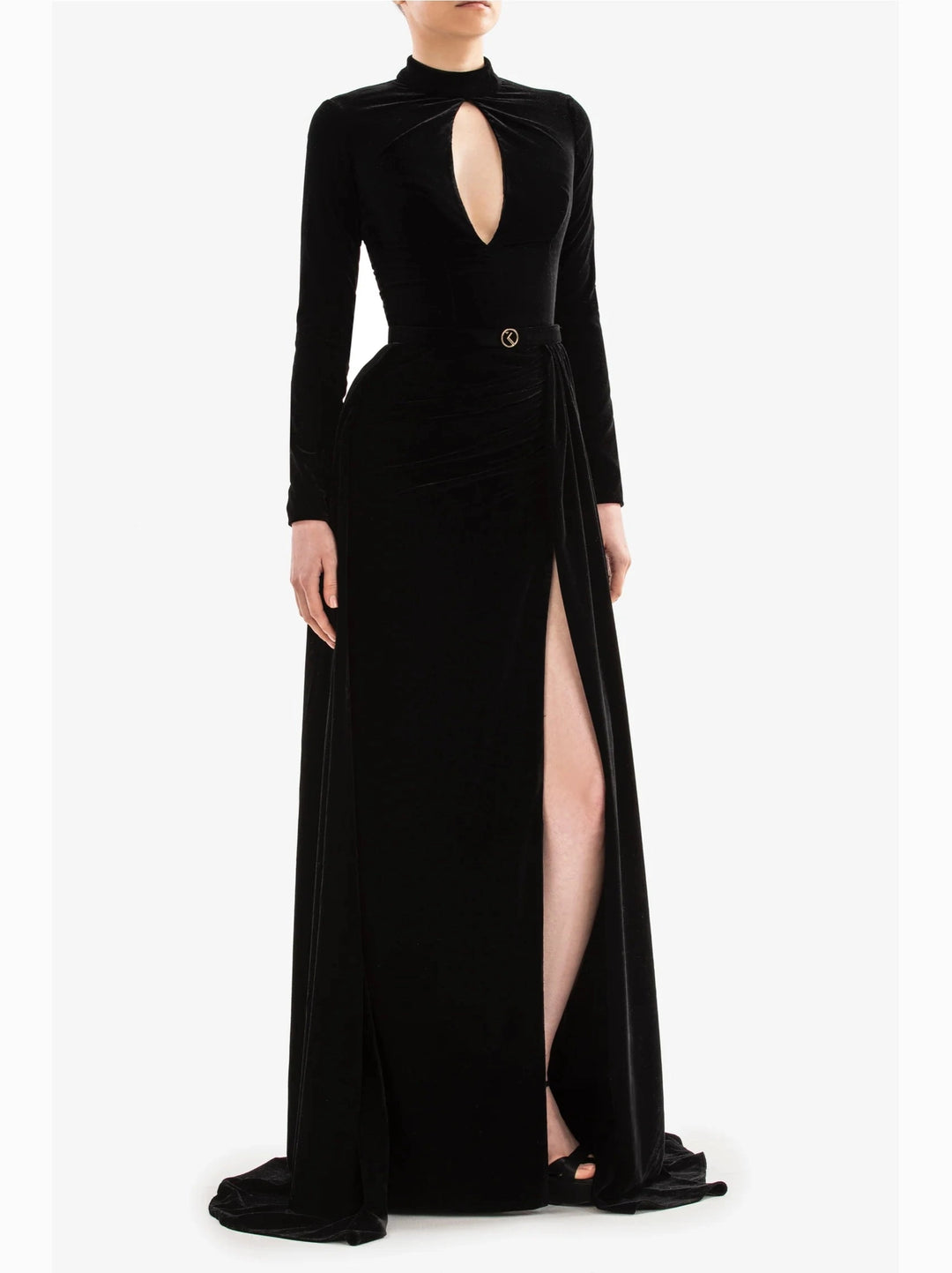 BLACK VELVET LONG DRESS