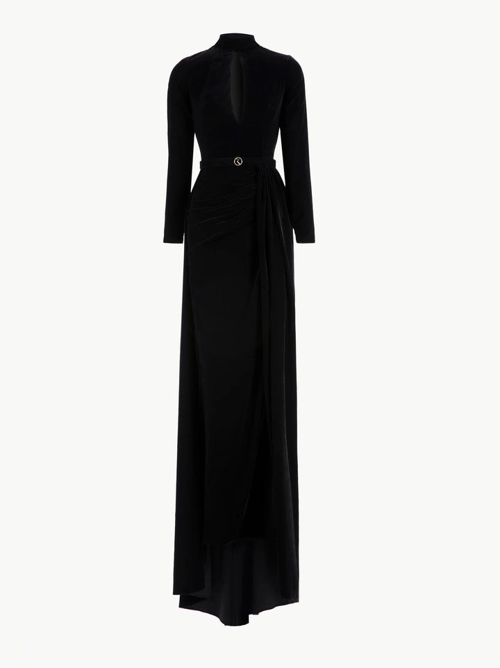 BLACK VELVET LONG DRESS