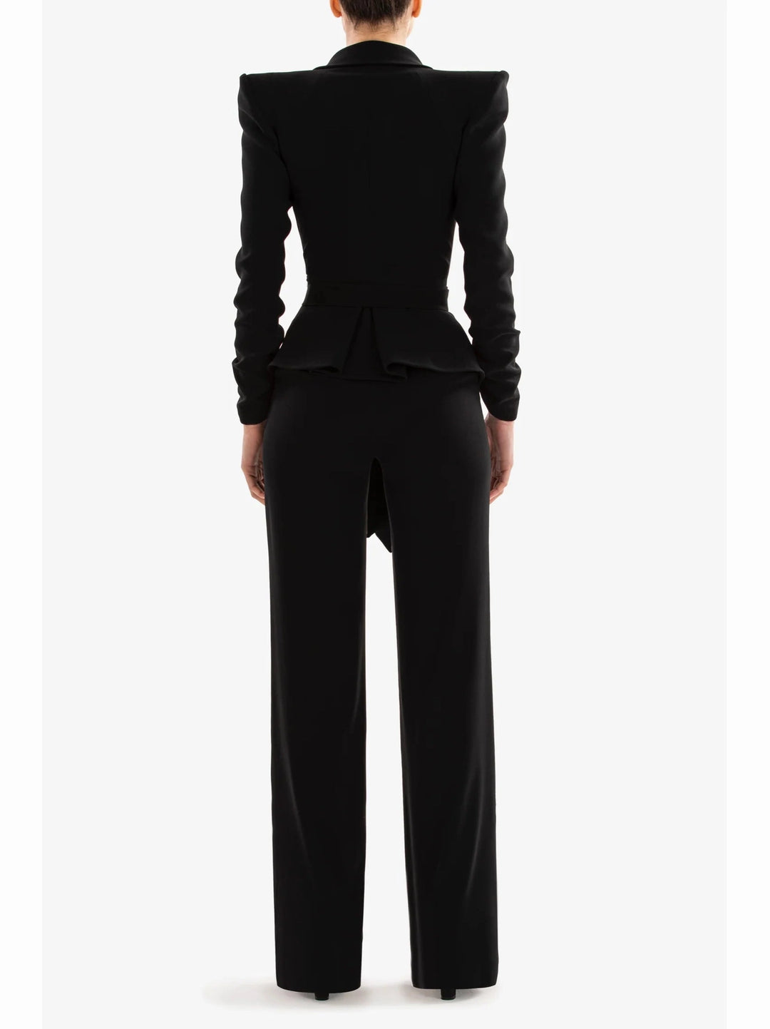 Jet black crepe tailored jacket