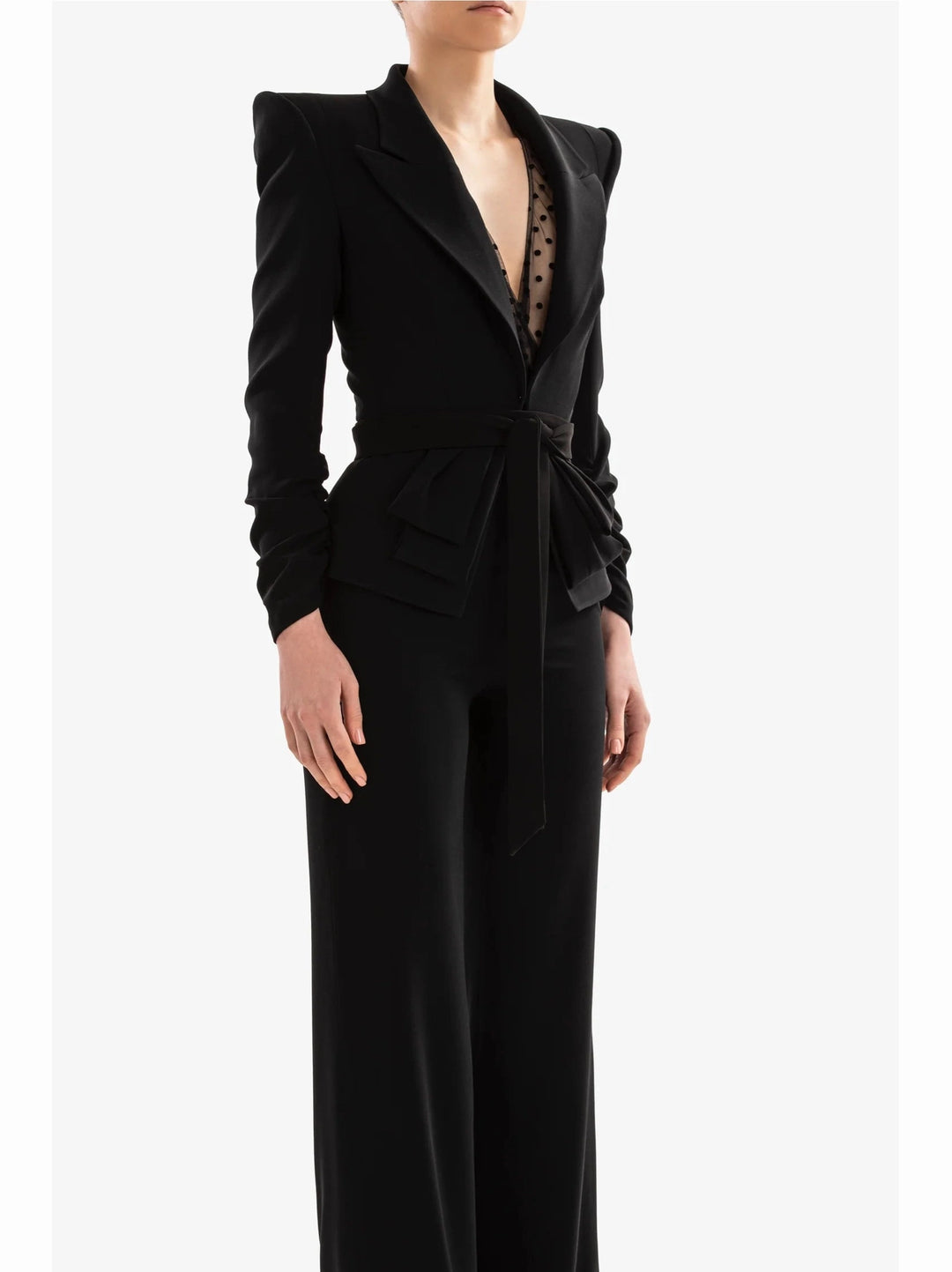 Jet black crepe tailored jacket