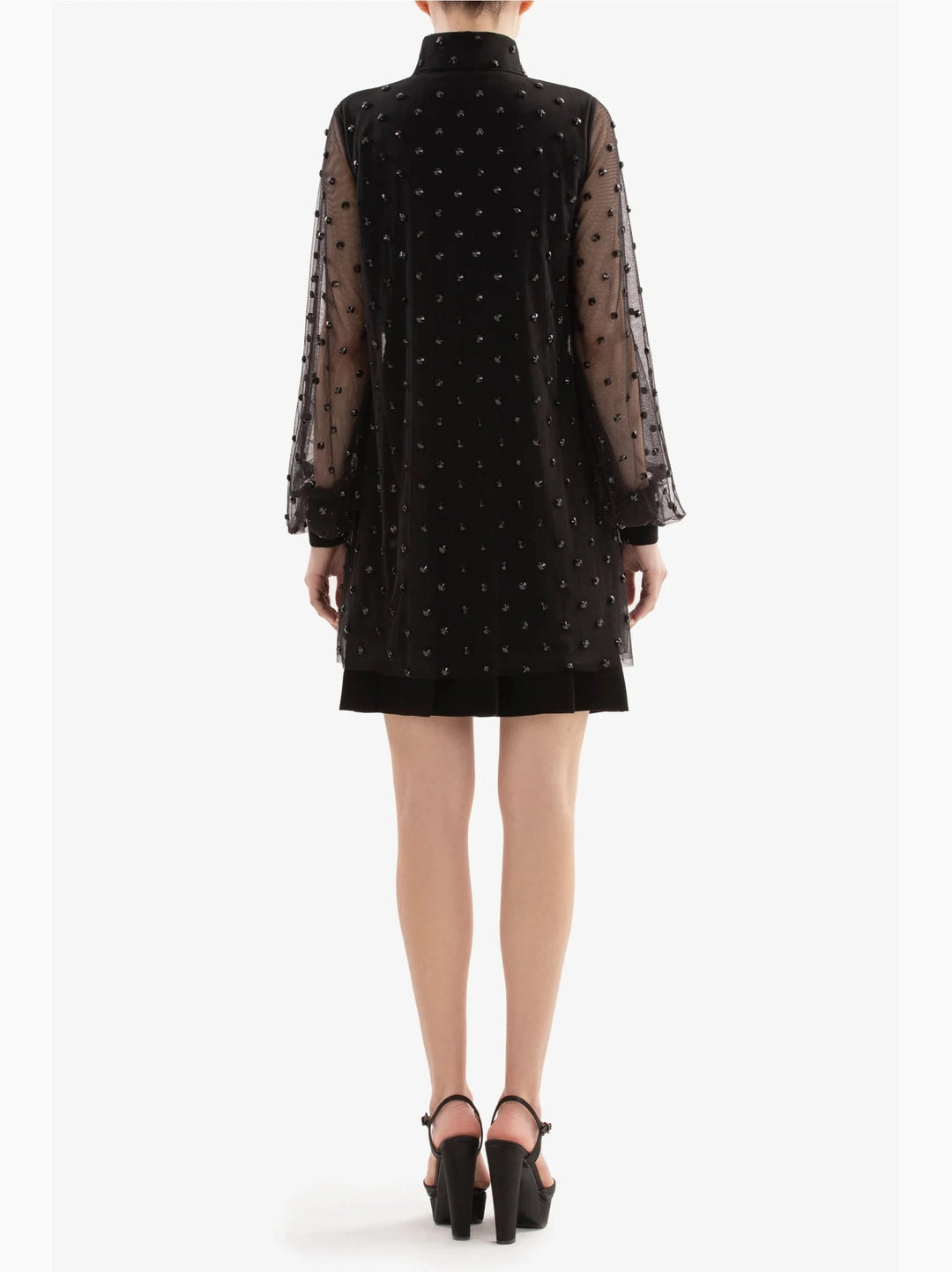 JET BLACK BEADED SHORT DRESS