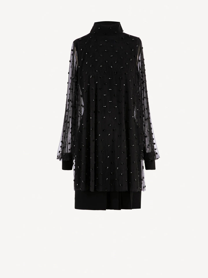 JET BLACK BEADED SHORT DRESS