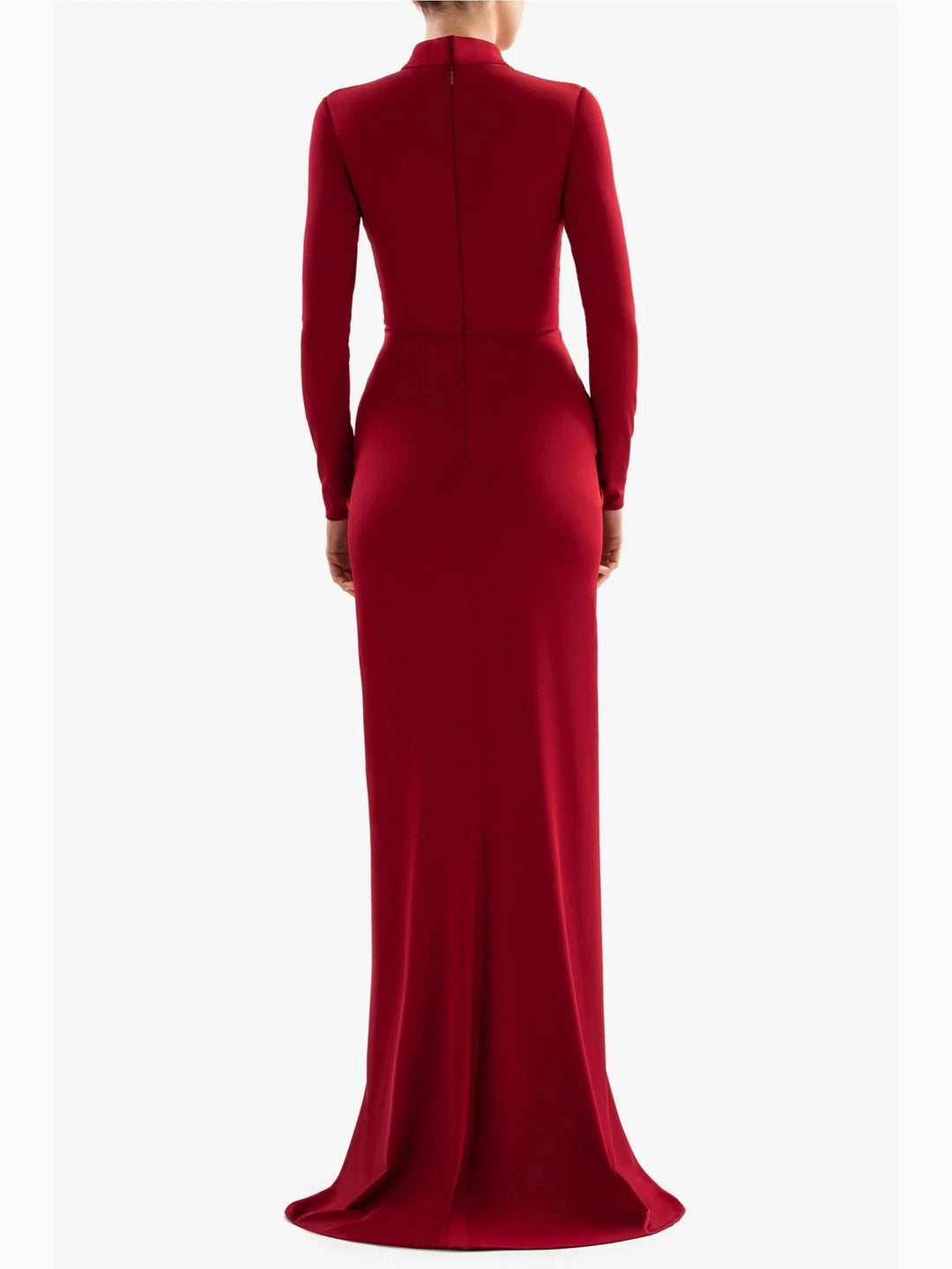 BURGANDY DRESS WITH GATHERED TOP