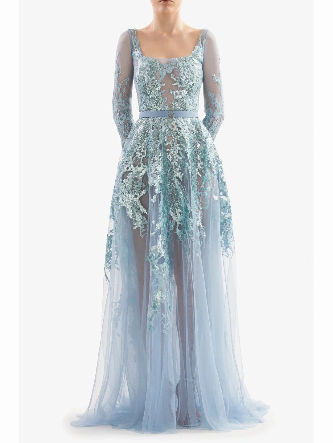 BLUE EMEBROIDERED DRSS