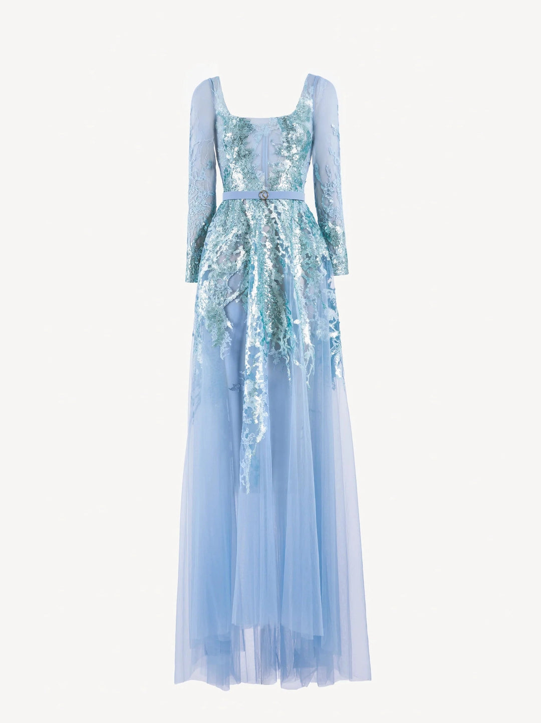 BLUE EMEBROIDERED DRSS